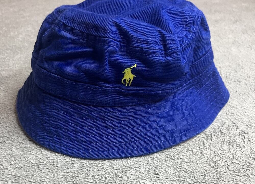 Polo Ralph Lauren Baby Blue Bucket Hat Yellow Pony Infant 3-9 Months 45cm B302